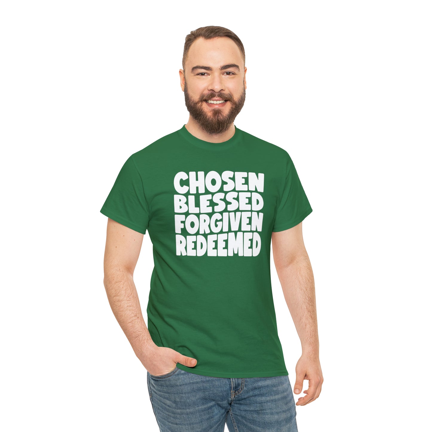 CHOSEN BLESSED FORGIVEN REDEEMED - DRK TEE