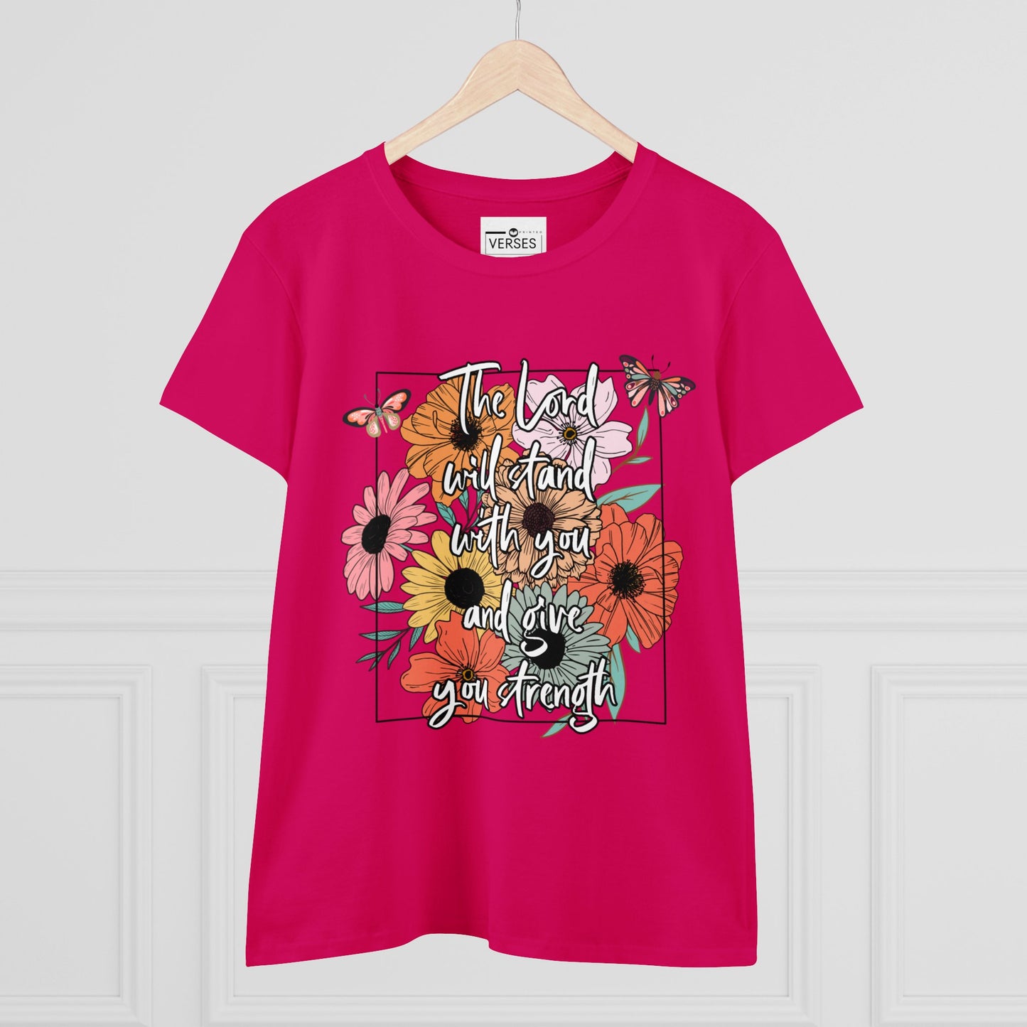 THE LORD WILL STAND WITH YOU AND GIVE YOU STRENGTH - LADIES DRK TEE