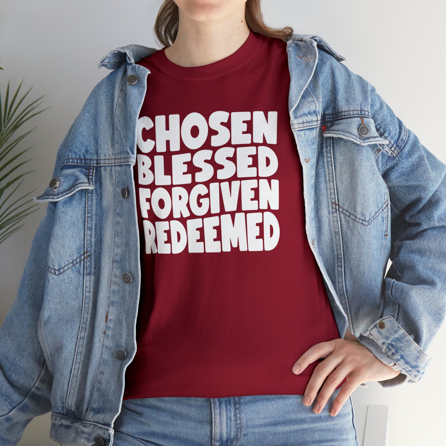 CHOSEN BLESSED FORGIVEN REDEEMED - DRK TEE