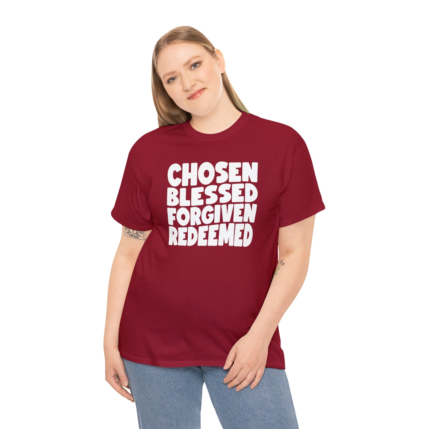 CHOSEN BLESSED FORGIVEN REDEEMED - DRK TEE