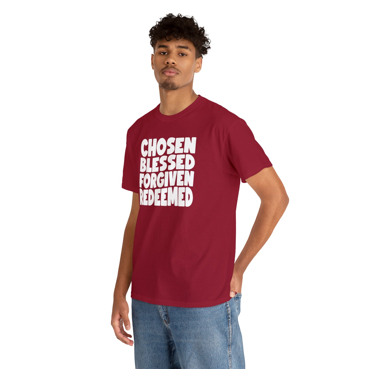 CHOSEN BLESSED FORGIVEN REDEEMED - DRK TEE
