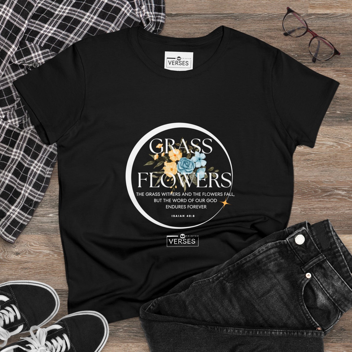 GRASS AND FLOWERS - LADIES DRK TEE