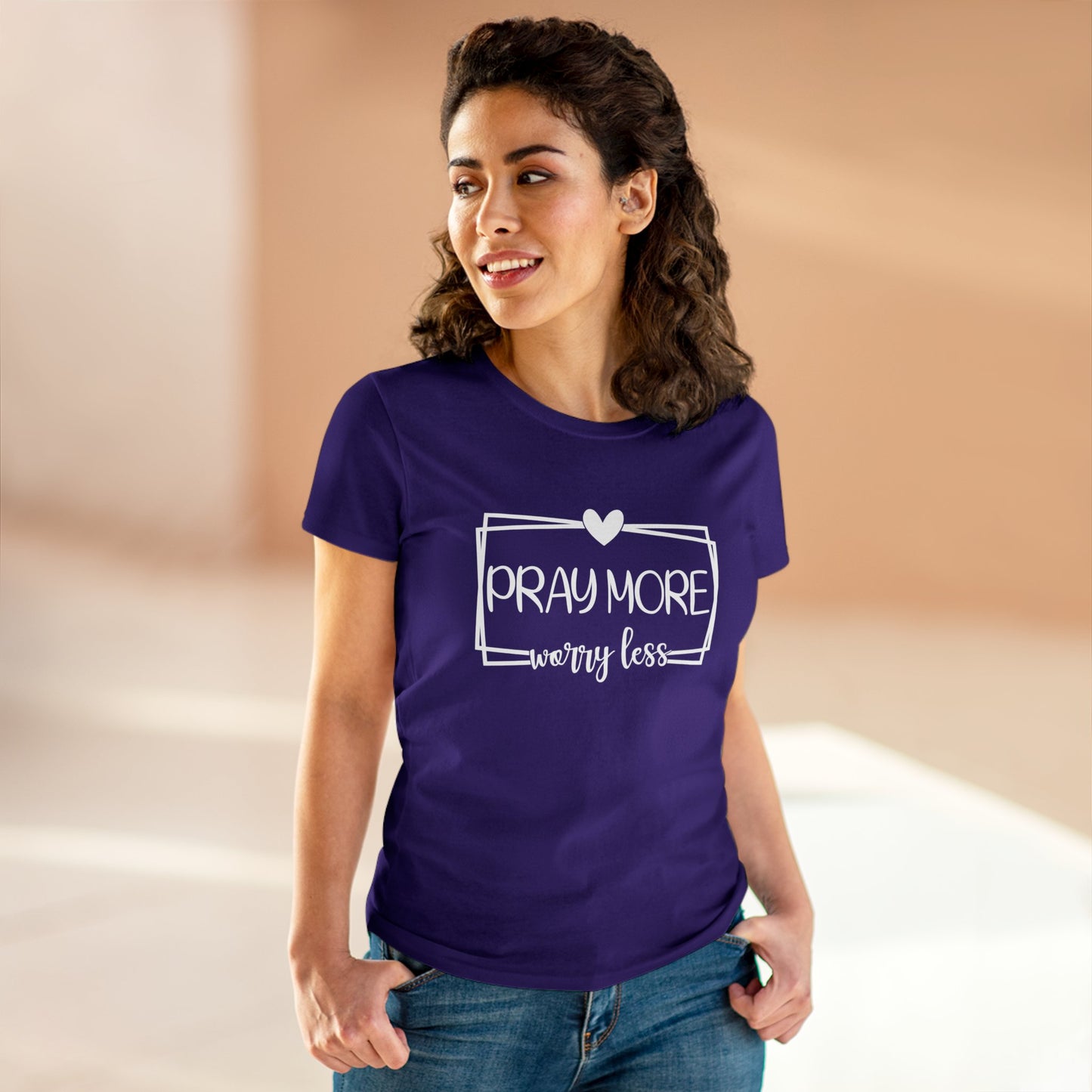 PRAY MORE WORRY LESS - LADIES DRK TEE