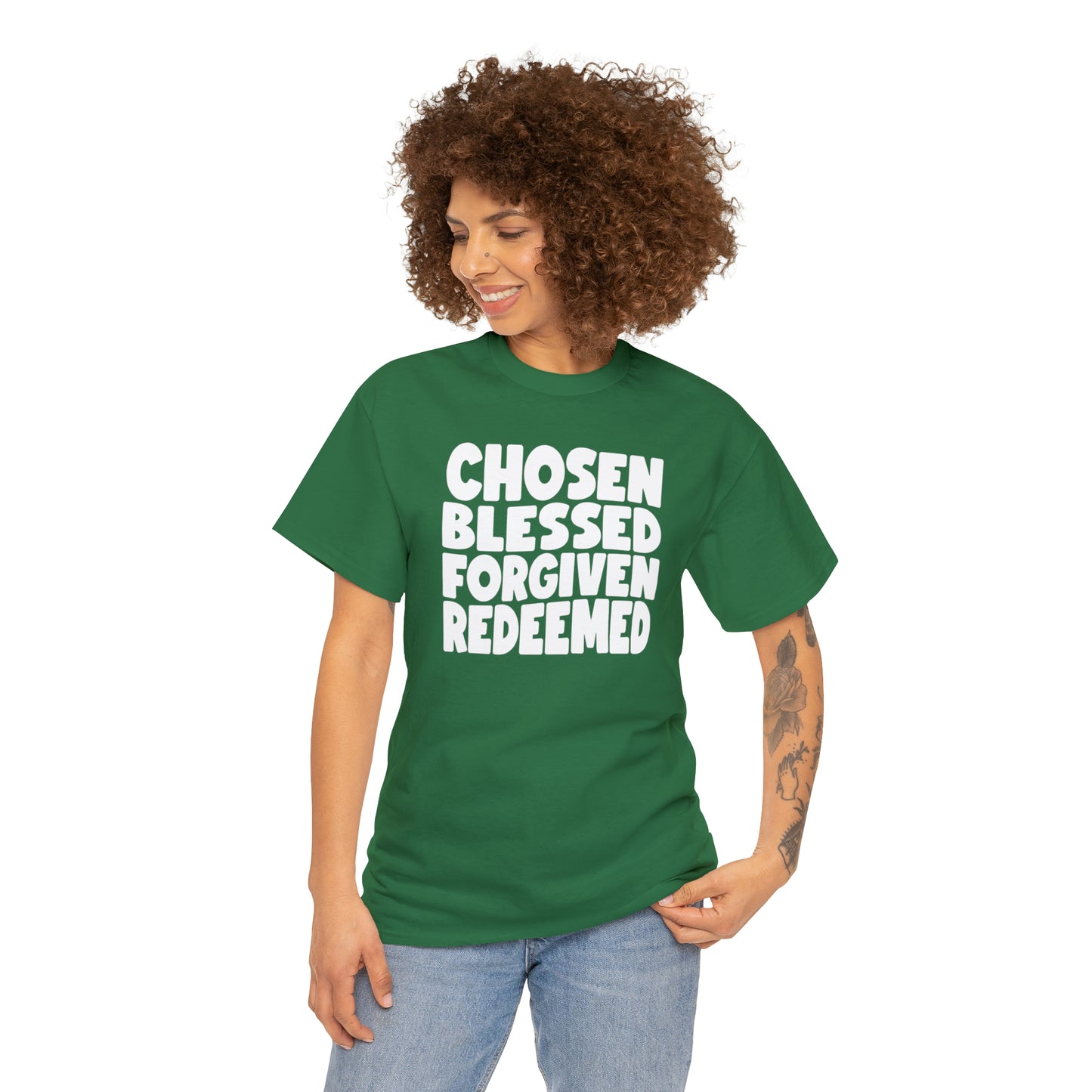 CHOSEN BLESSED FORGIVEN REDEEMED - DRK TEE