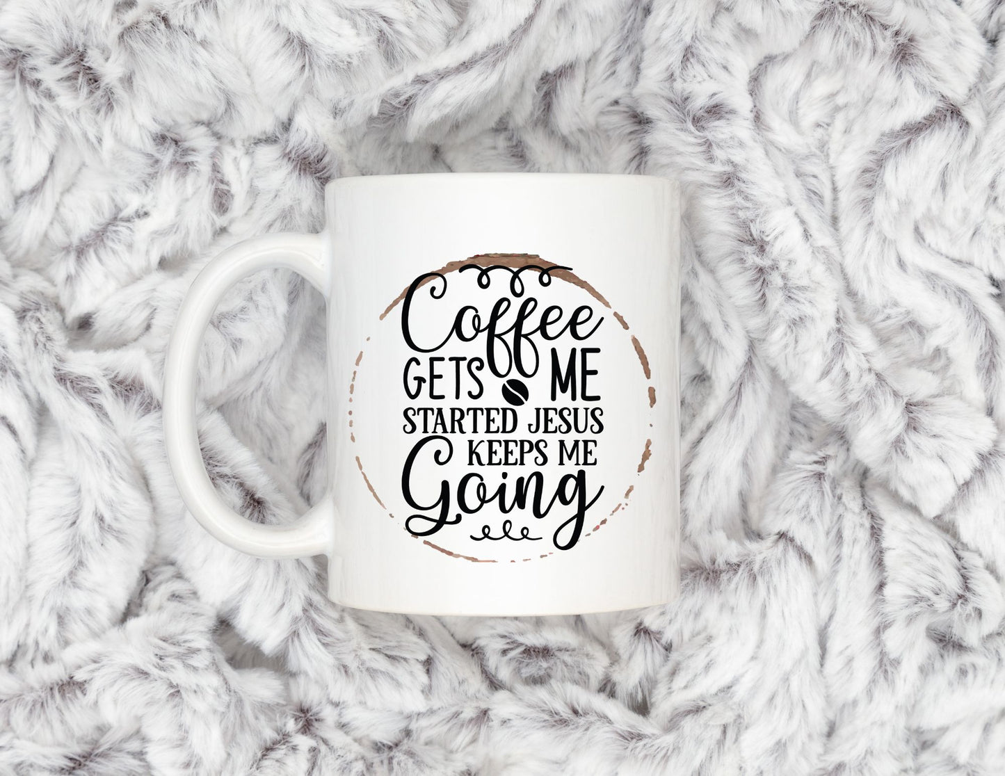 COFFEE GETS ME STARTED JESUS GETS ME GOING - MIRACLE MUG