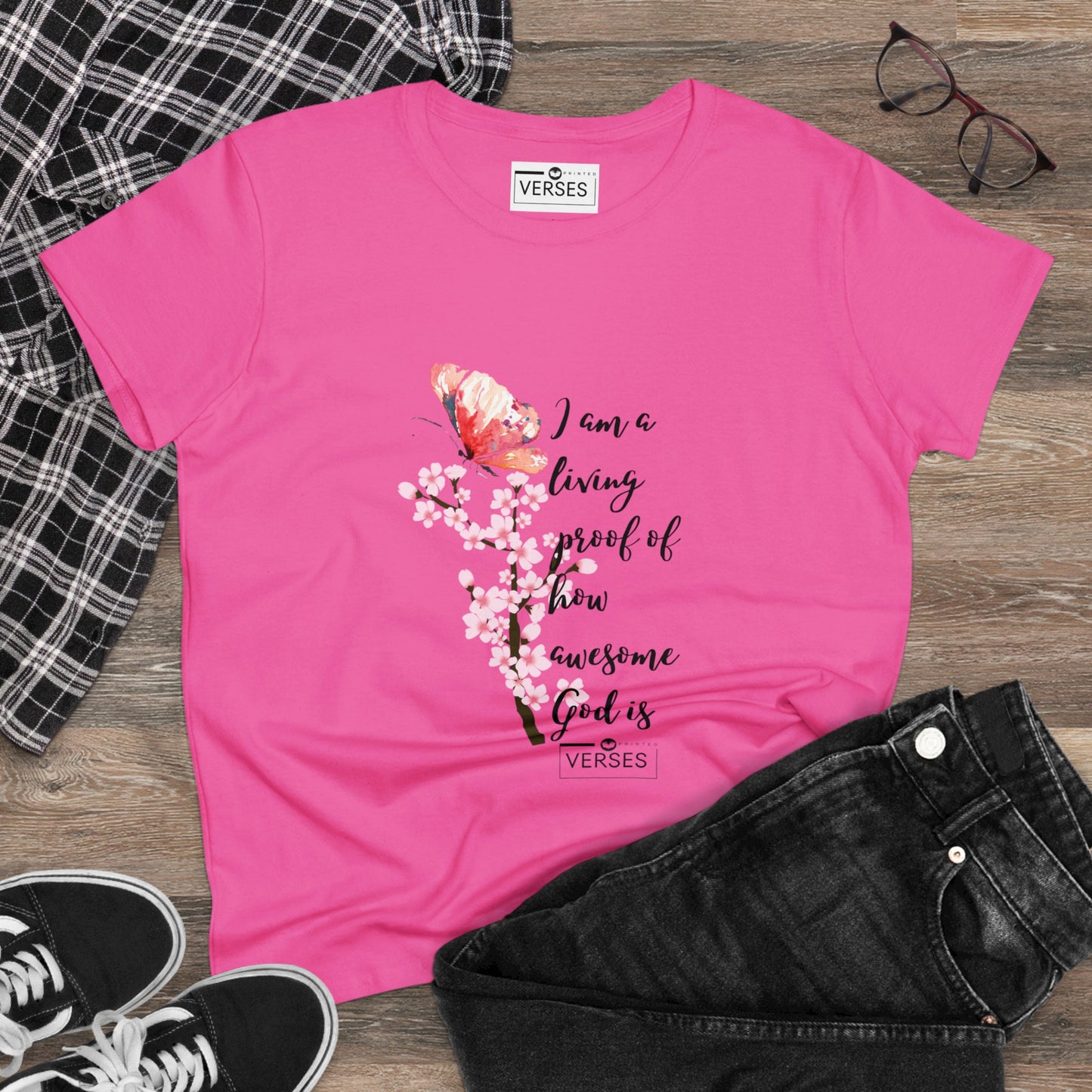 I AM A LIVING PROOF HOW AWESOME GOD IS - LADIES COTTON TEE