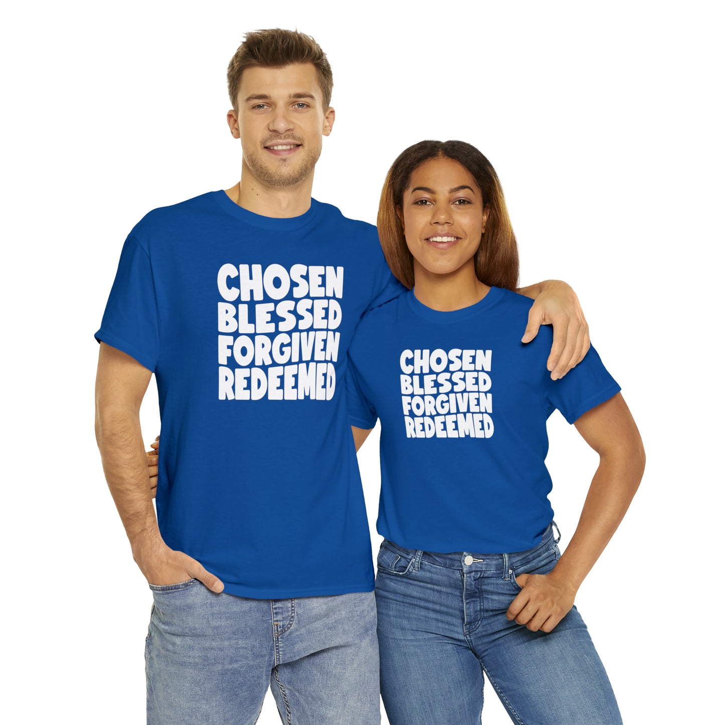 CHOSEN BLESSED FORGIVEN REDEEMED - DRK TEE