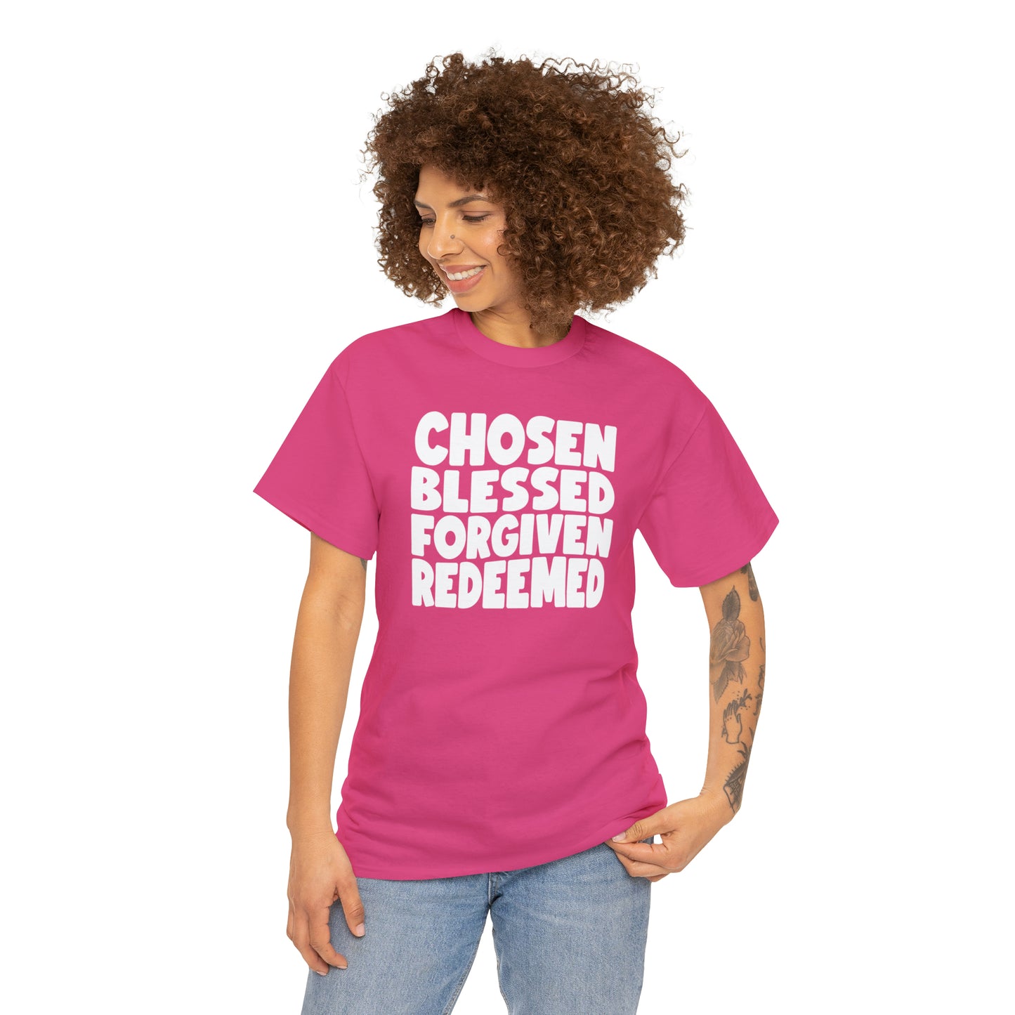 CHOSEN BLESSED FORGIVEN REDEEMED - DRK TEE