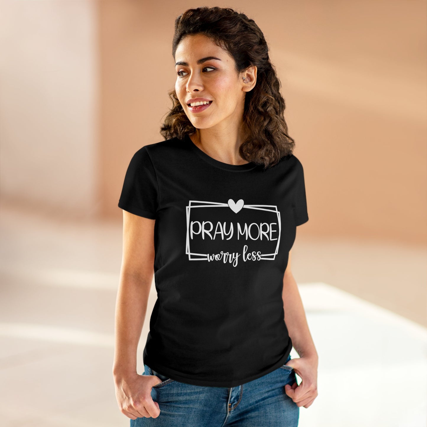PRAY MORE WORRY LESS - LADIES DRK TEE