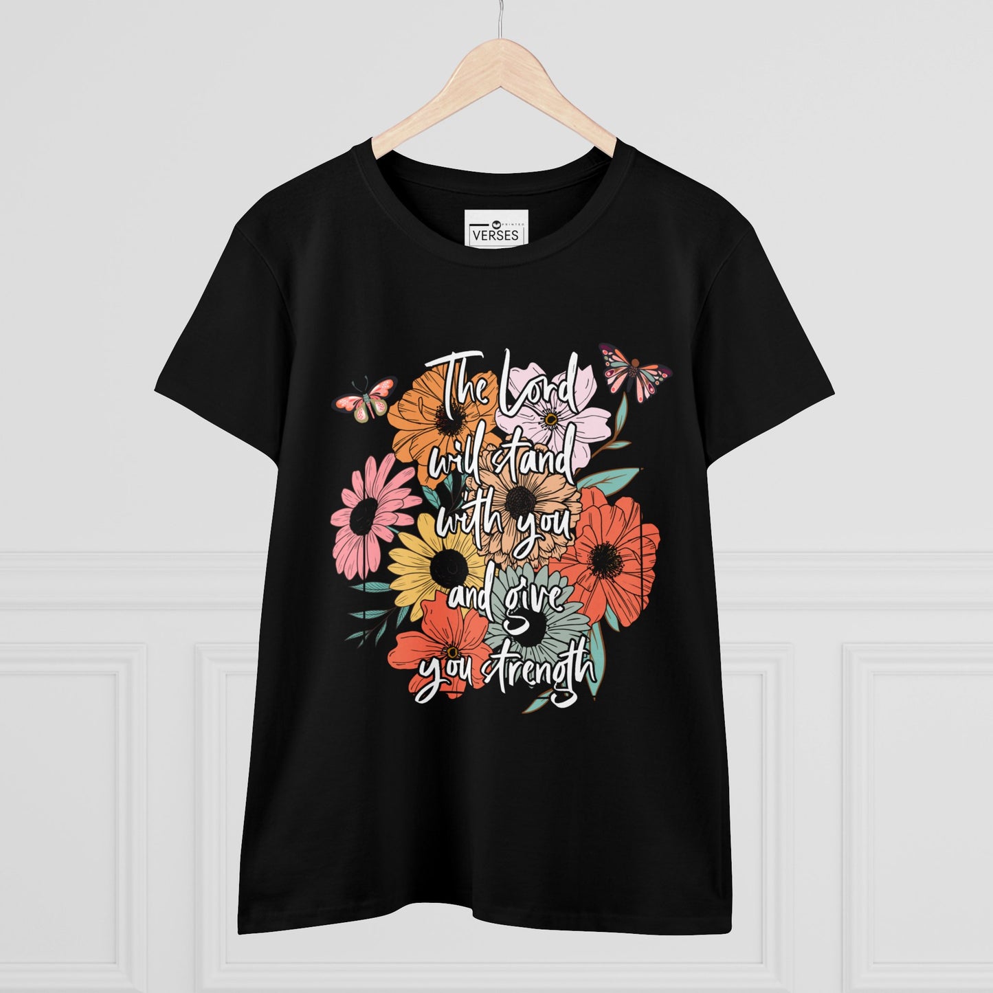 THE LORD WILL STAND WITH YOU AND GIVE YOU STRENGTH - LADIES DRK TEE