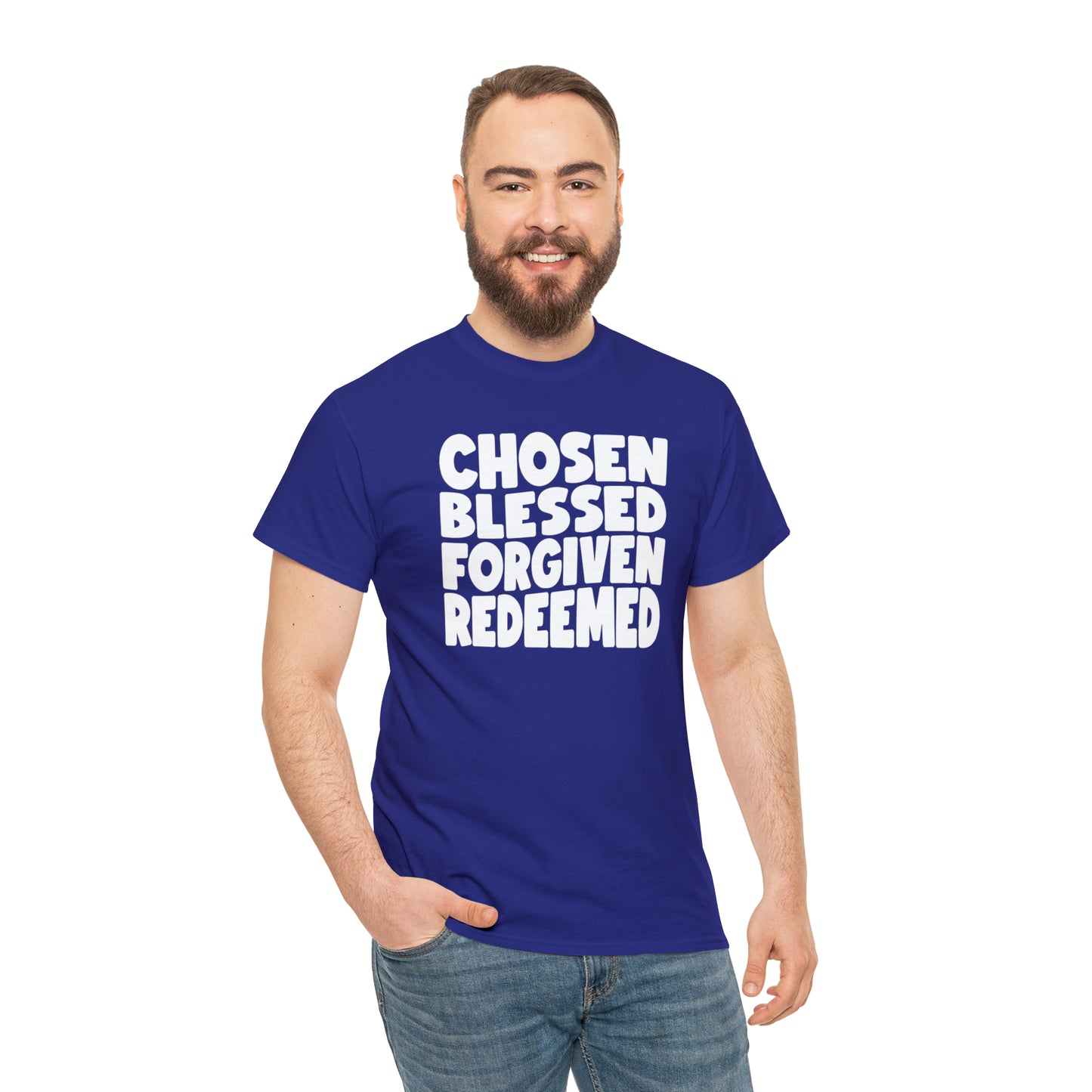 CHOSEN BLESSED FORGIVEN REDEEMED - DRK TEE