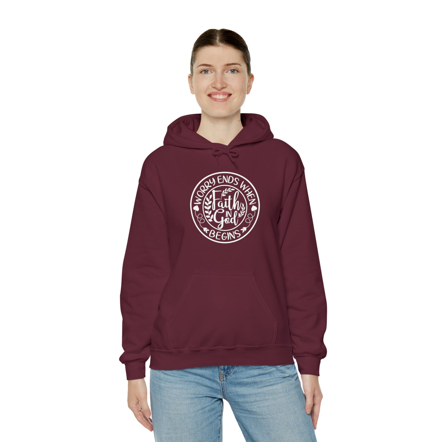 WORRY ENDS WITH FAITH IN GOD - FAITH HOODIE