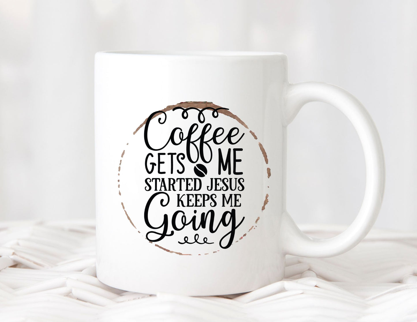 COFFEE GETS ME STARTED JESUS GETS ME GOING - MIRACLE MUG
