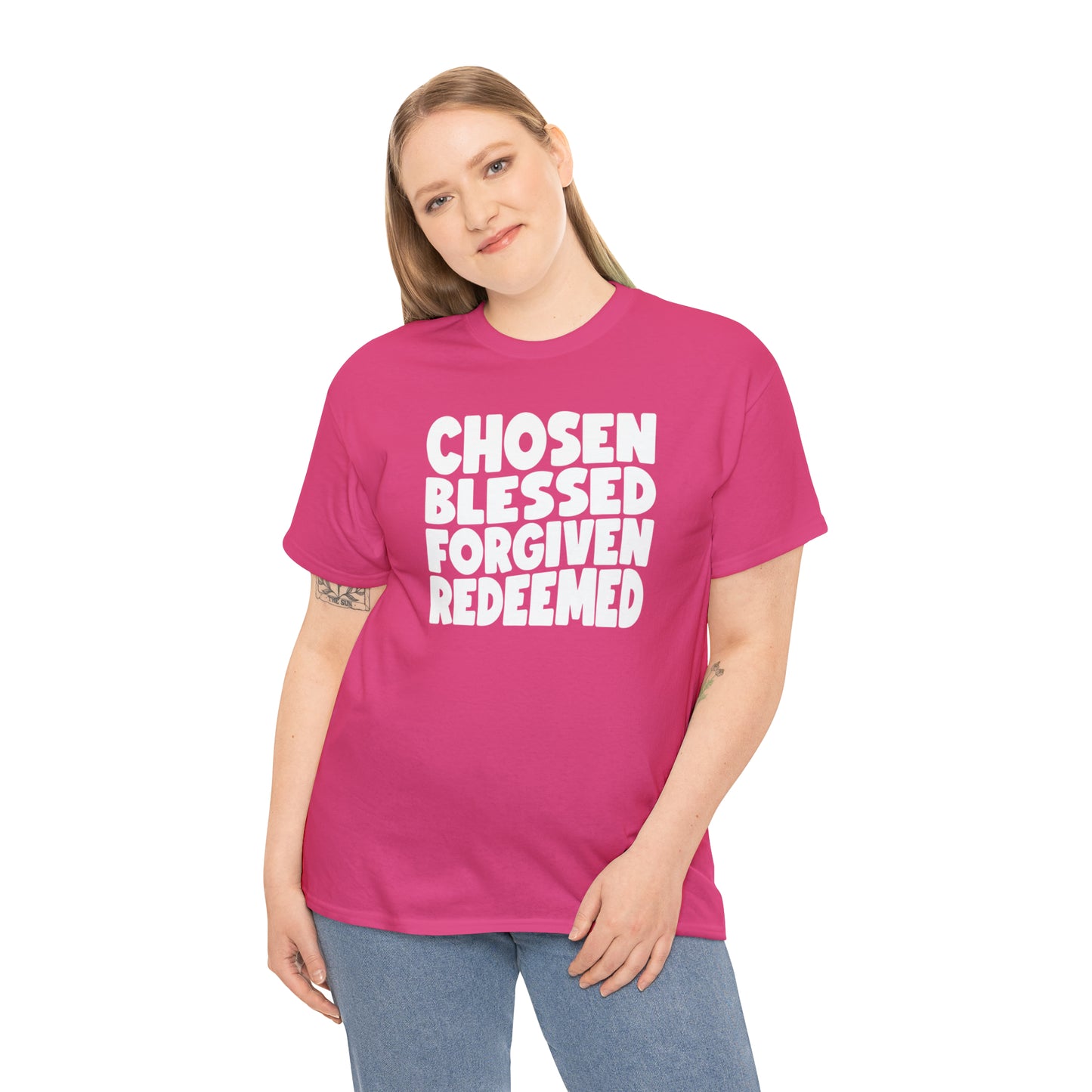 CHOSEN BLESSED FORGIVEN REDEEMED - DRK TEE