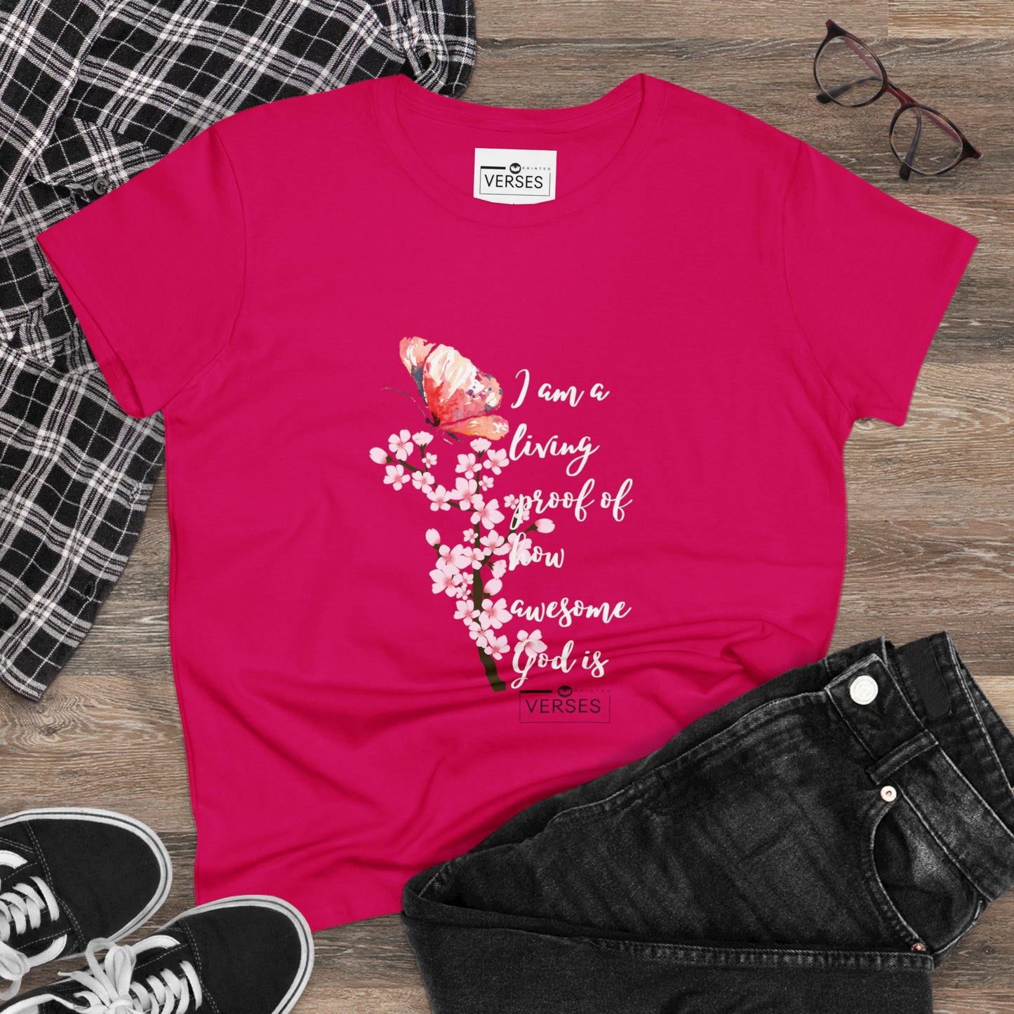 I AM A LIVING PROOF HOW AWESOME GOD IS - LADIES DRK TEE