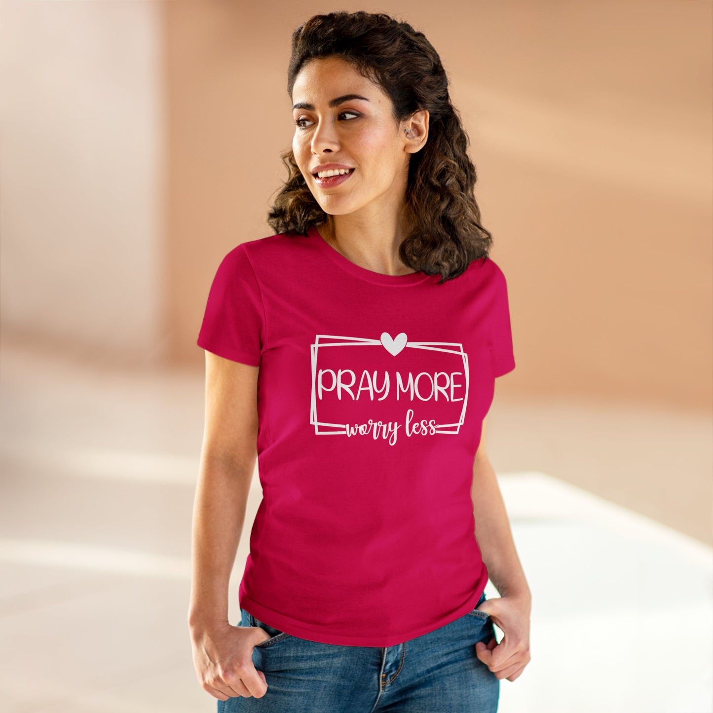 PRAY MORE WORRY LESS - LADIES DRK TEE