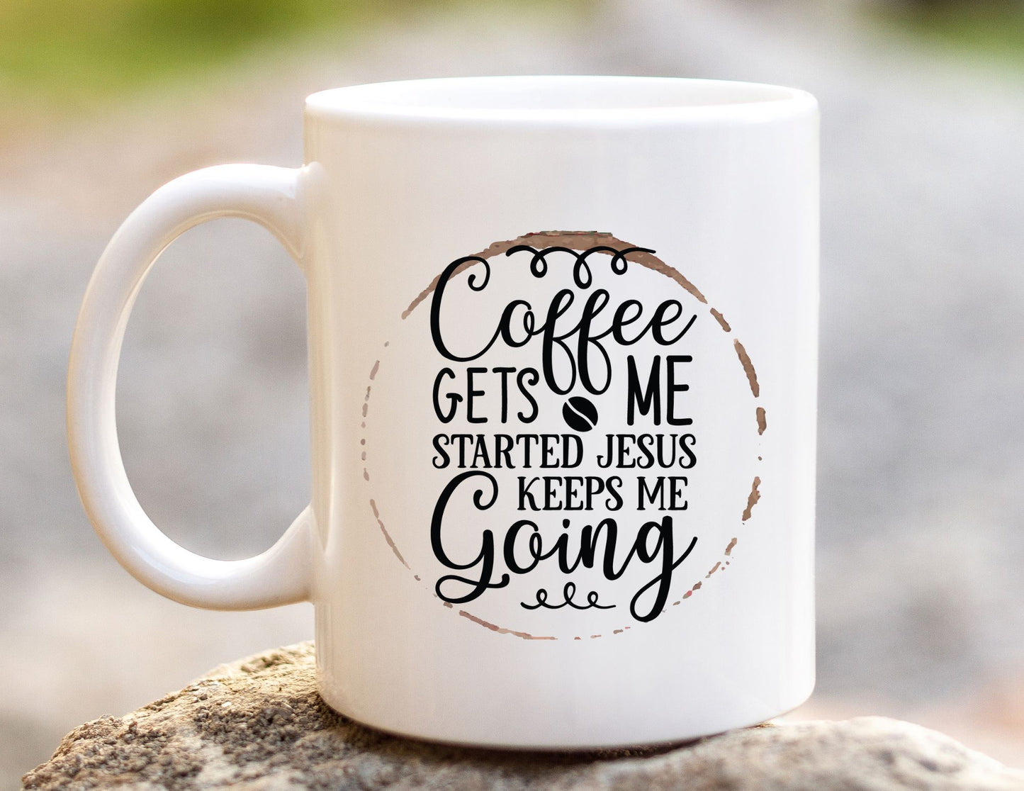 COFFEE GETS ME STARTED JESUS GETS ME GOING - MIRACLE MUG