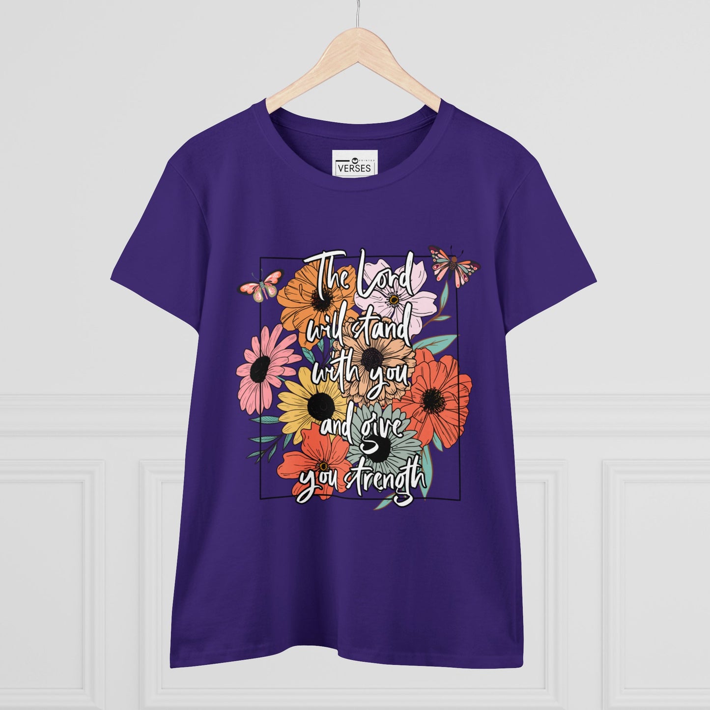 THE LORD WILL STAND WITH YOU AND GIVE YOU STRENGTH - LADIES DRK TEE