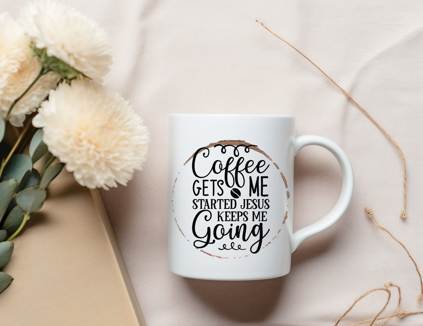 COFFEE GETS ME STARTED JESUS GETS ME GOING - MIRACLE MUG