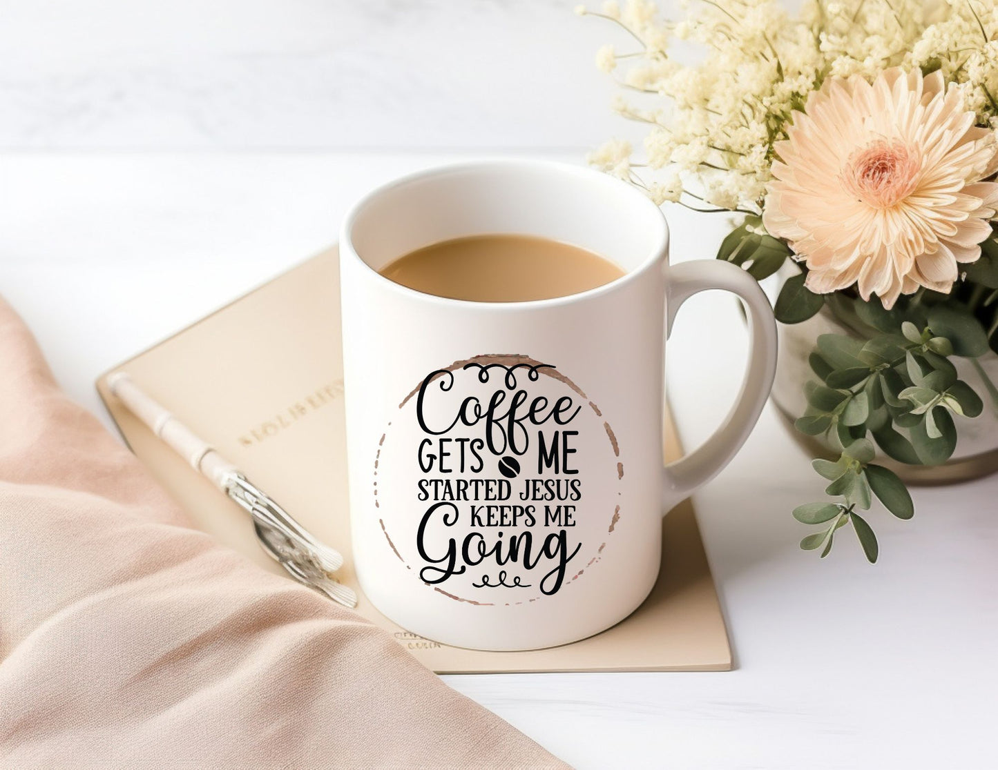 COFFEE GETS ME STARTED JESUS GETS ME GOING - MIRACLE MUG