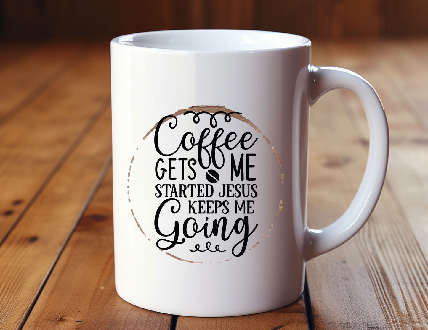COFFEE GETS ME STARTED JESUS GETS ME GOING - MIRACLE MUG