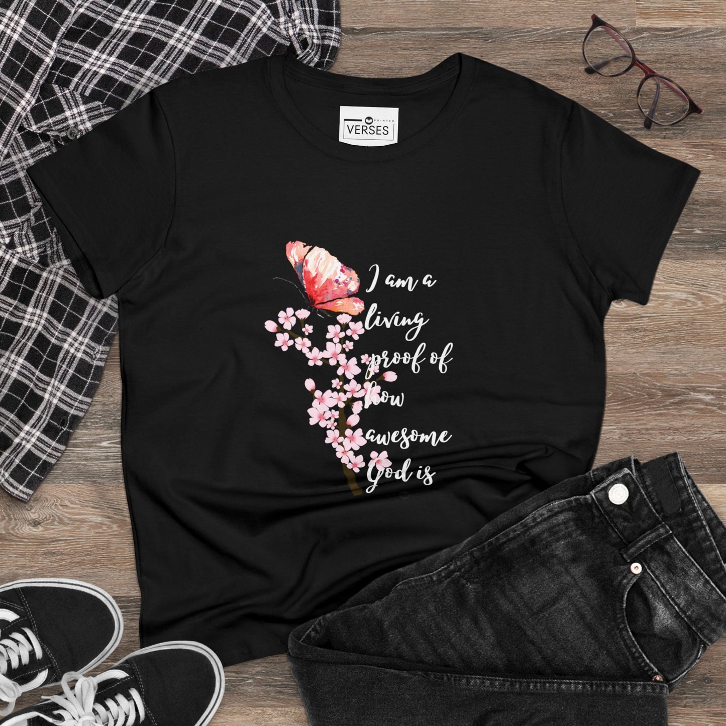 I AM A LIVING PROOF HOW AWESOME GOD IS - LADIES DRK TEE
