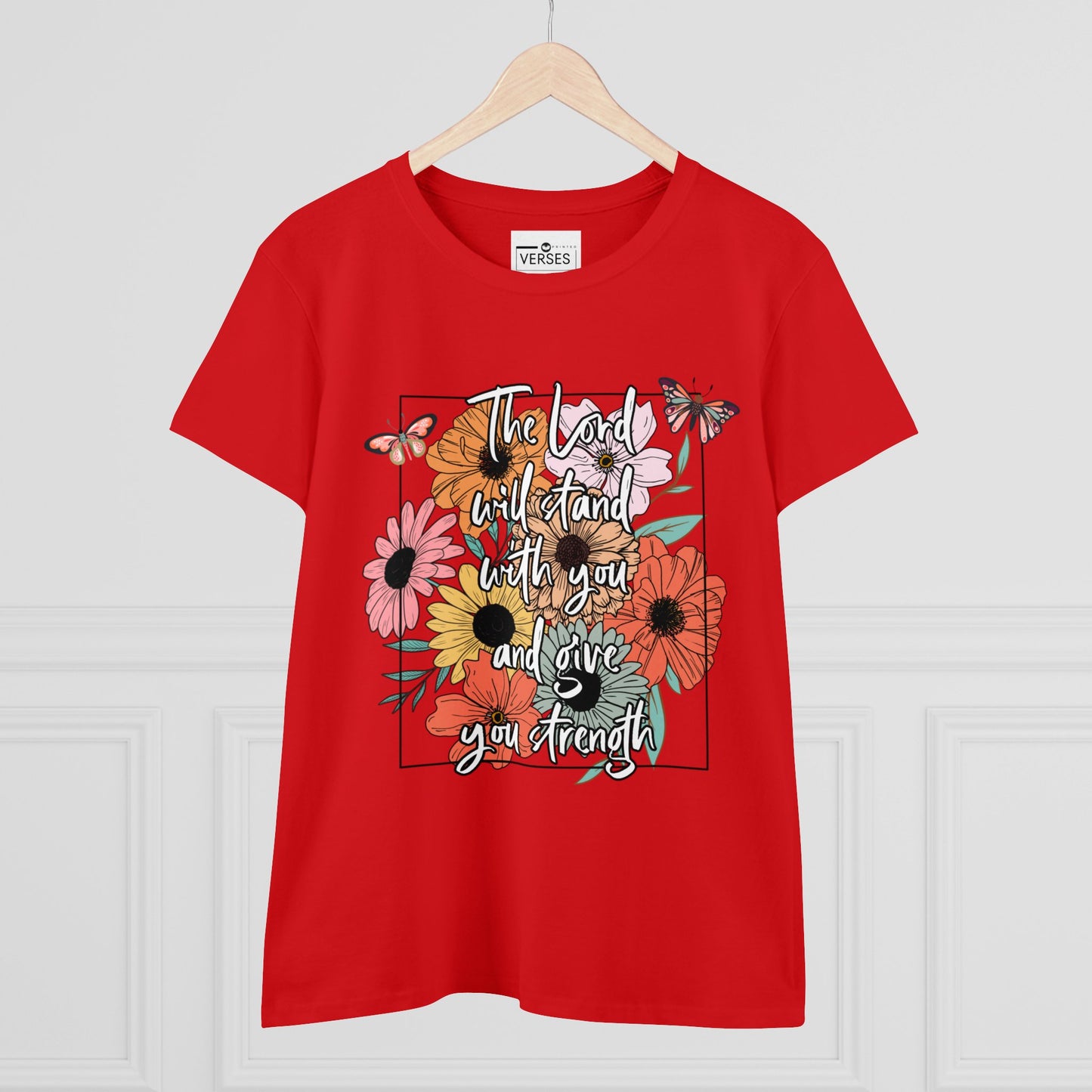 THE LORD WILL STAND WITH YOU AND GIVE YOU STRENGTH - LADIES DRK TEE