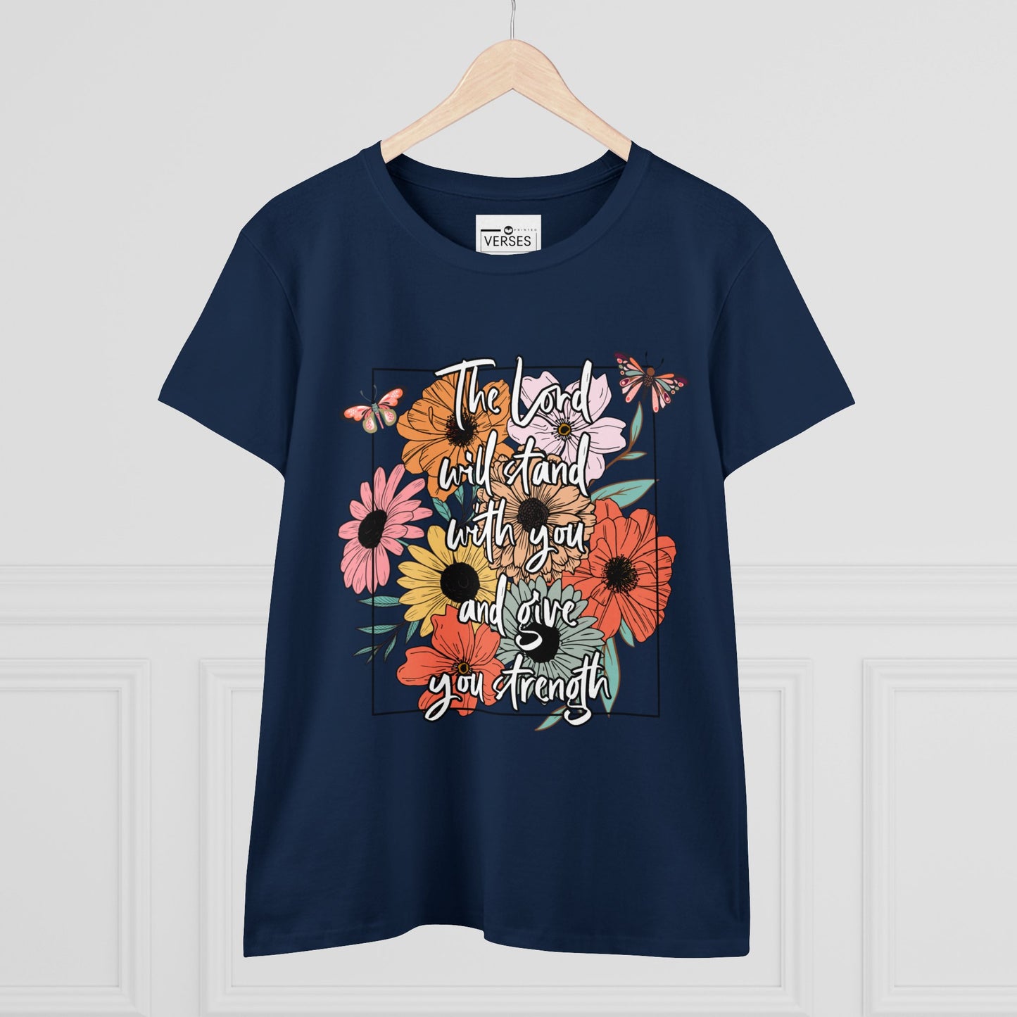 THE LORD WILL STAND WITH YOU AND GIVE YOU STRENGTH - LADIES DRK TEE