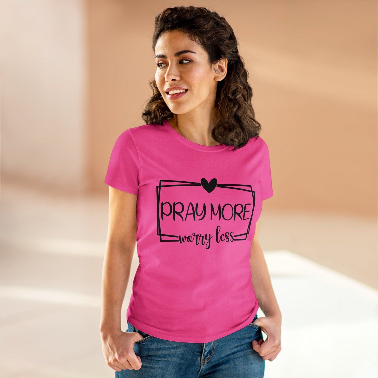PRAY MORE WORRY LESS - LADIES COTTON TEE
