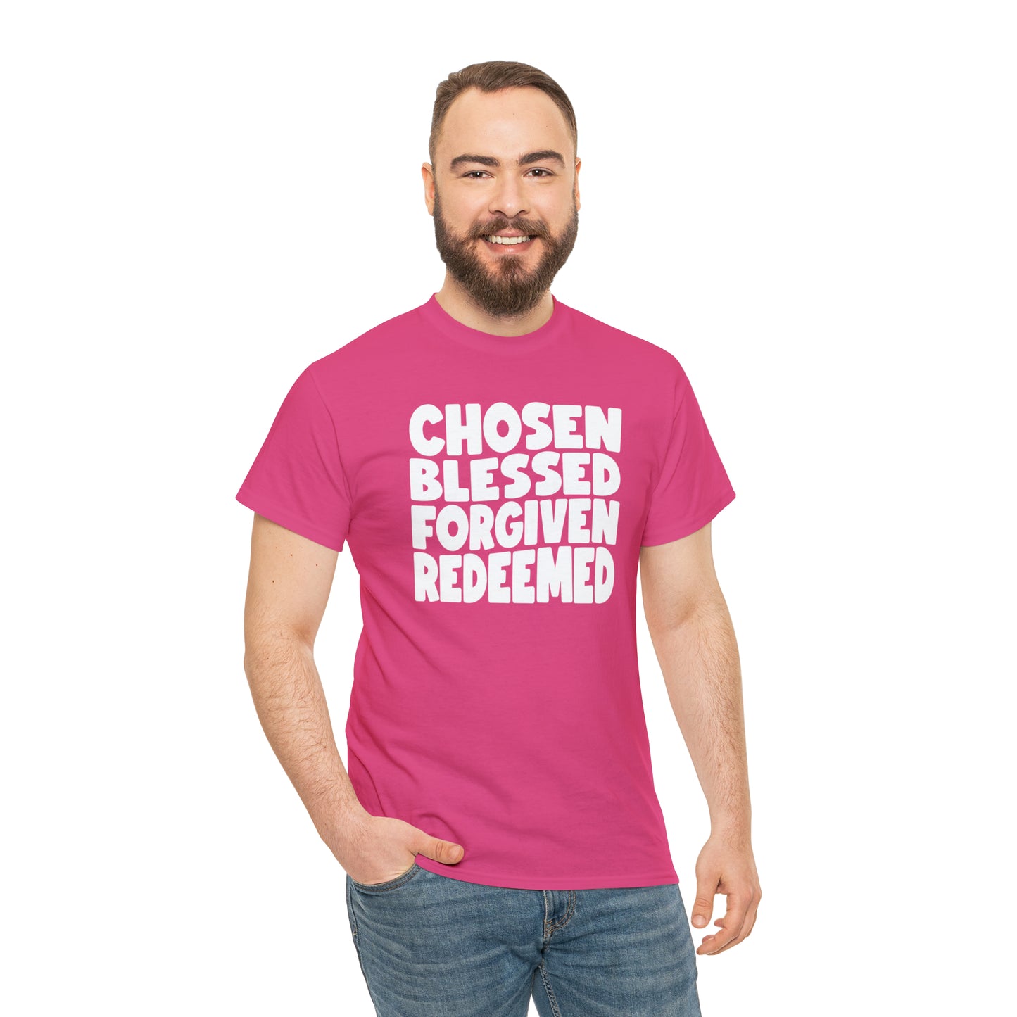 CHOSEN BLESSED FORGIVEN REDEEMED - DRK TEE