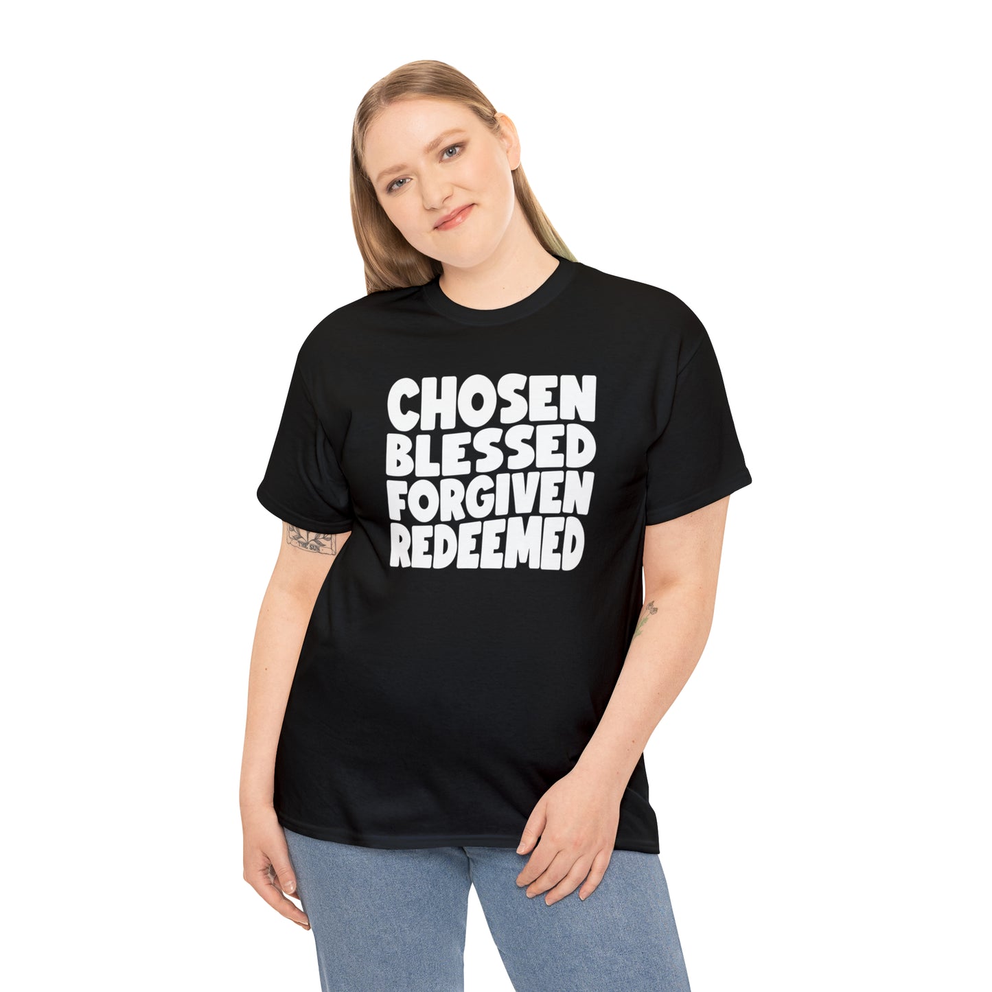 CHOSEN BLESSED FORGIVEN REDEEMED - DRK TEE