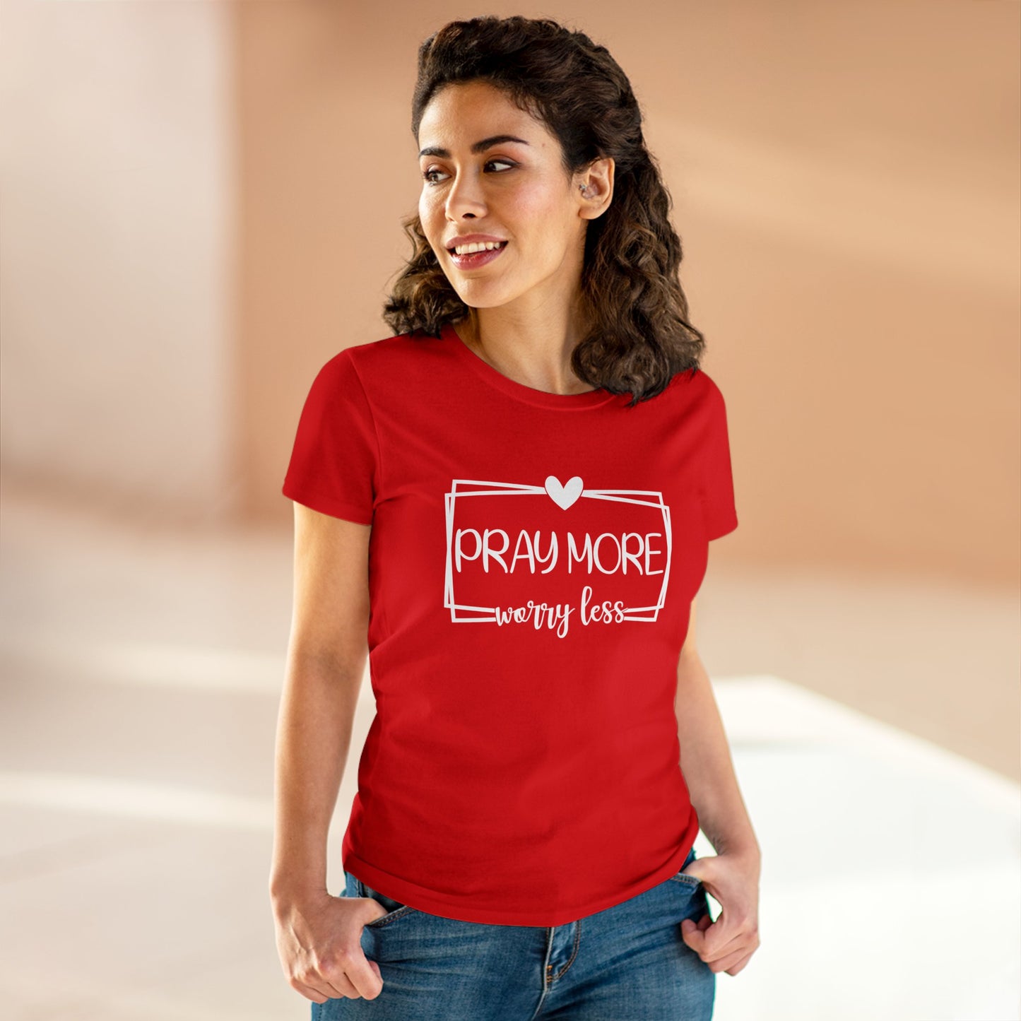 PRAY MORE WORRY LESS - LADIES DRK TEE