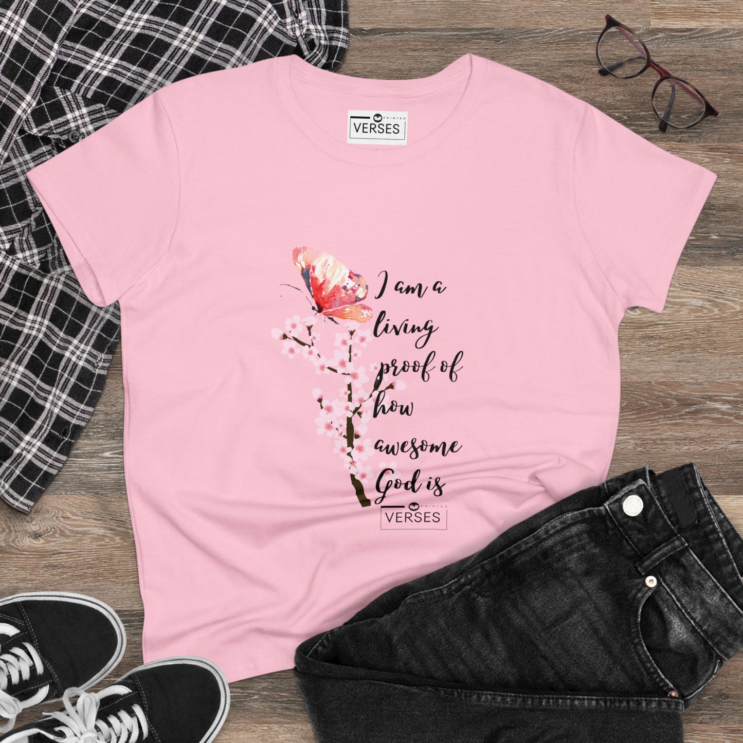 I AM A LIVING PROOF HOW AWESOME GOD IS - LADIES COTTON TEE