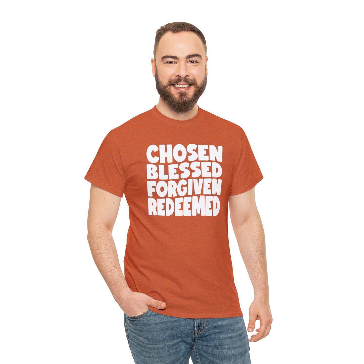 CHOSEN BLESSED FORGIVEN REDEEMED - DRK TEE