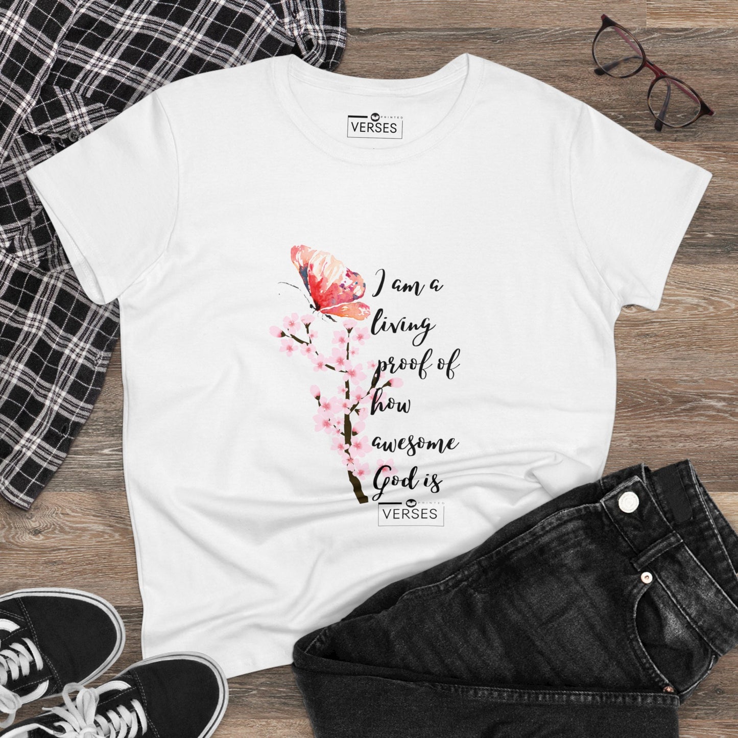 I AM A LIVING PROOF HOW AWESOME GOD IS - LADIES COTTON TEE