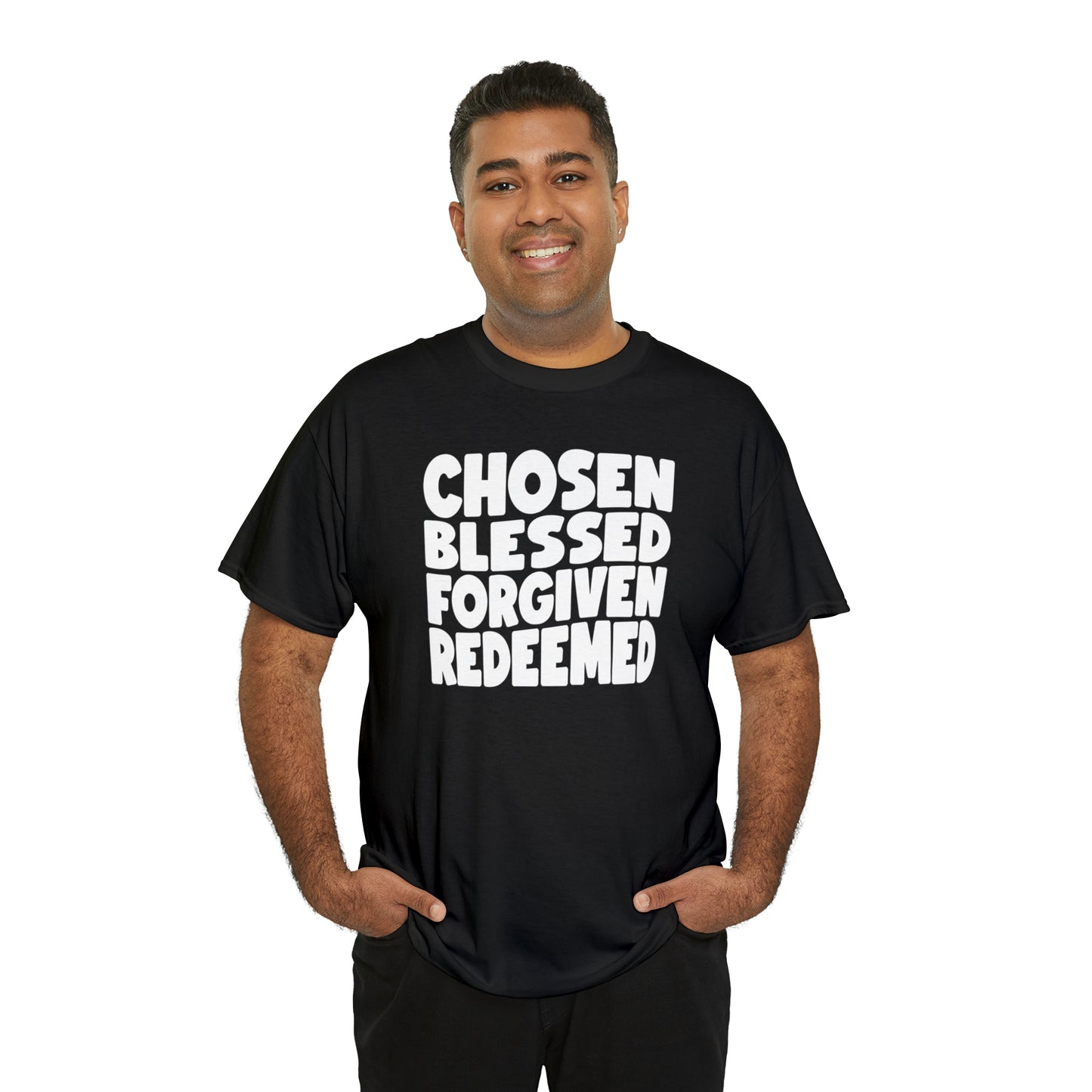 CHOSEN BLESSED FORGIVEN REDEEMED - DRK TEE