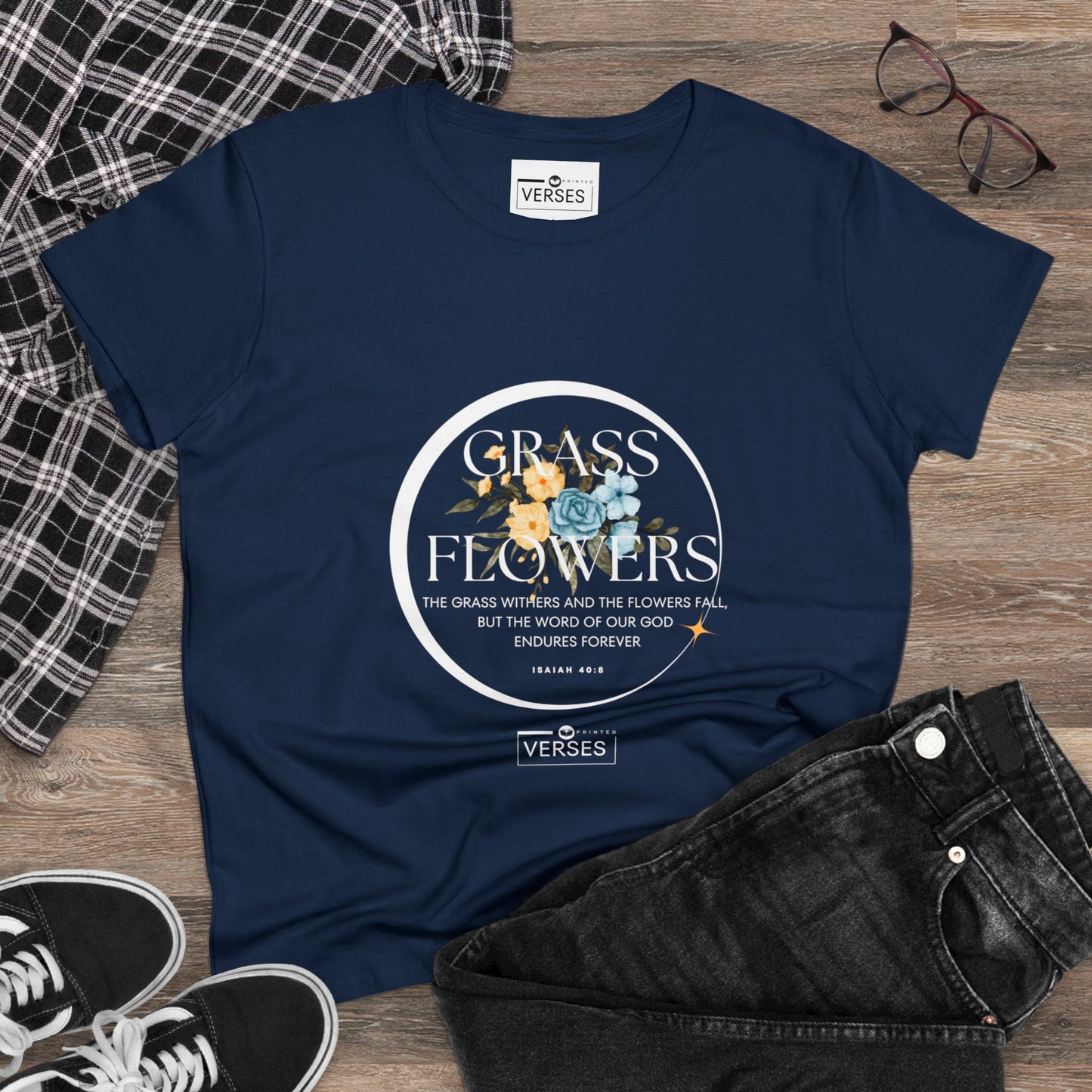 GRASS AND FLOWERS - LADIES DRK TEE