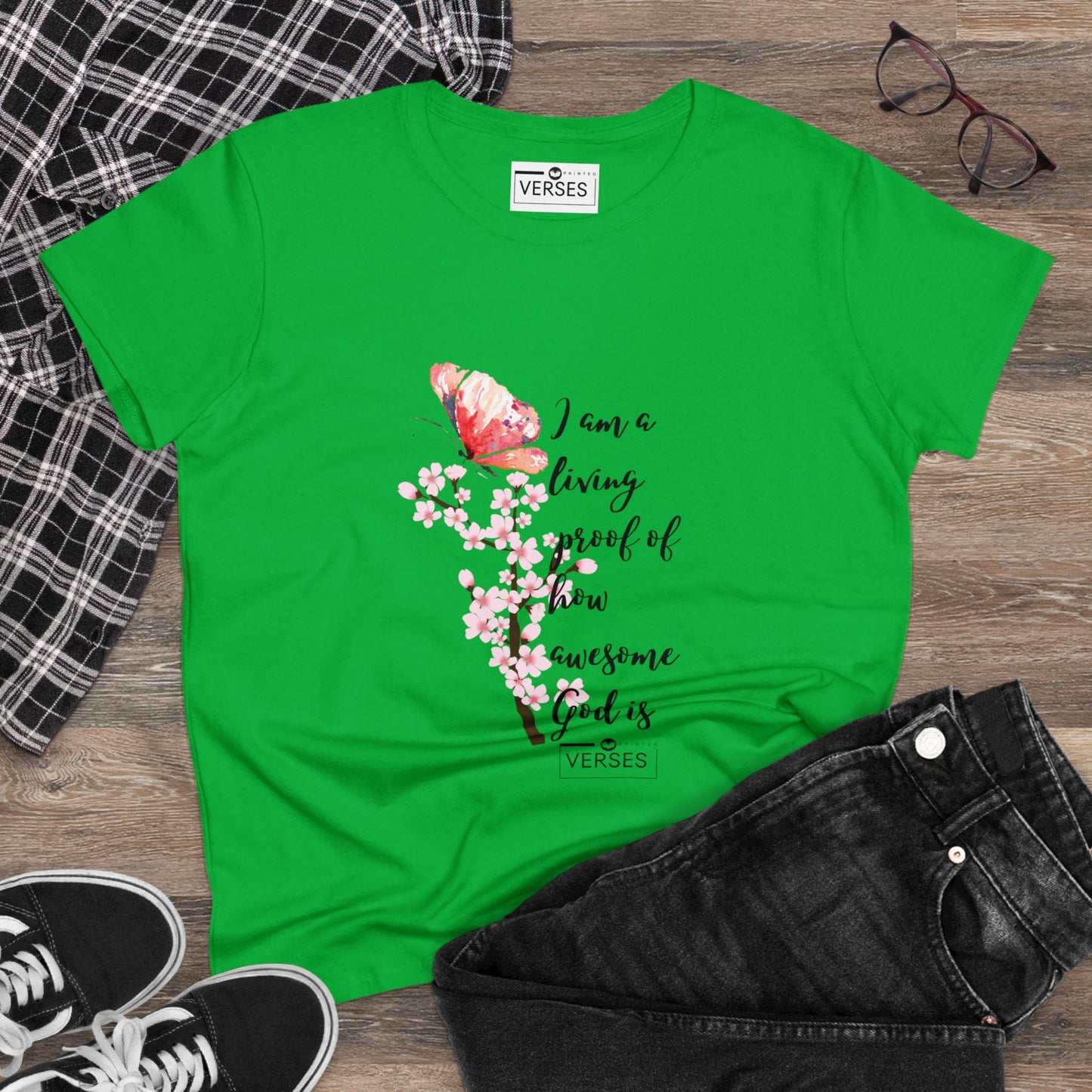 I AM A LIVING PROOF HOW AWESOME GOD IS - LADIES COTTON TEE