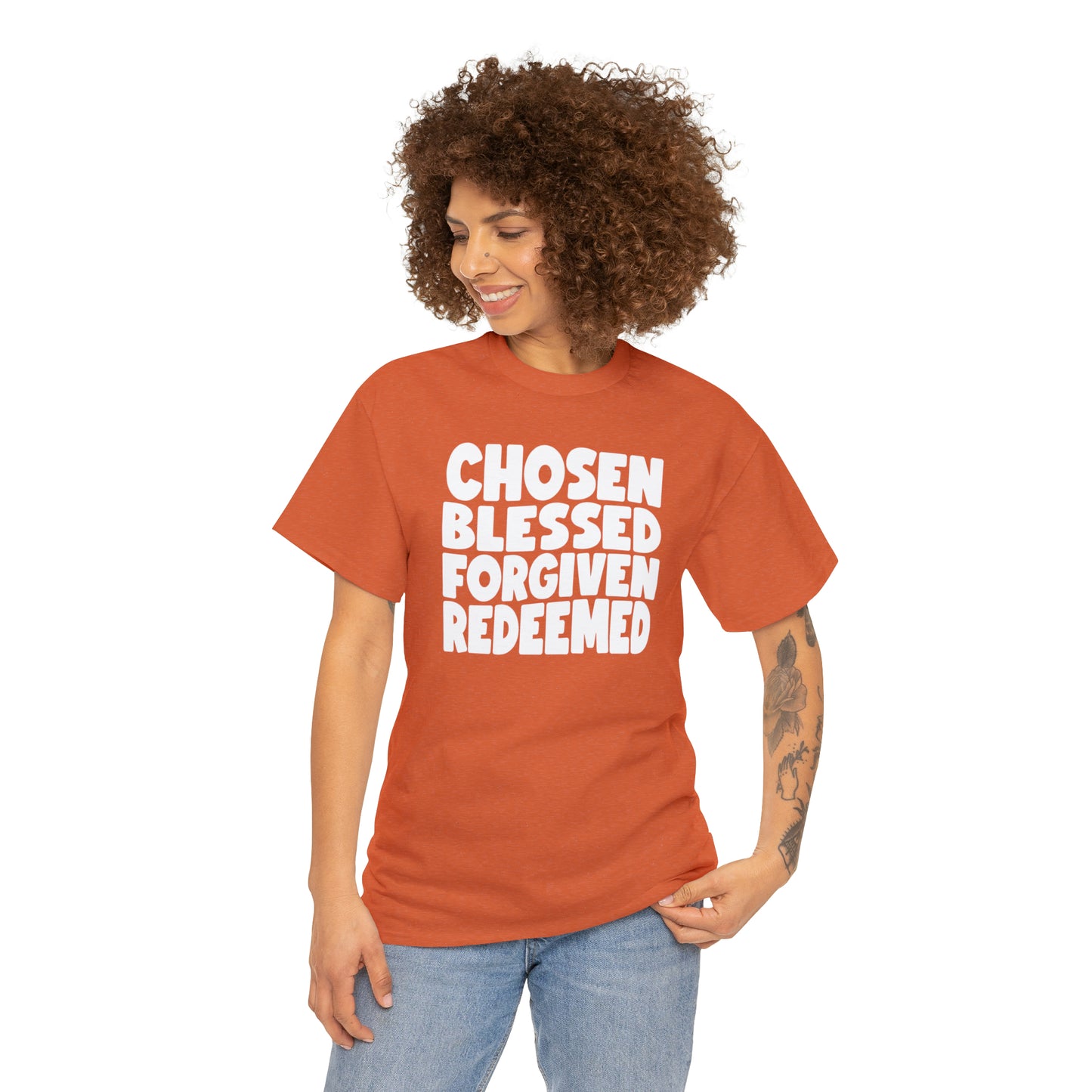 CHOSEN BLESSED FORGIVEN REDEEMED - DRK TEE