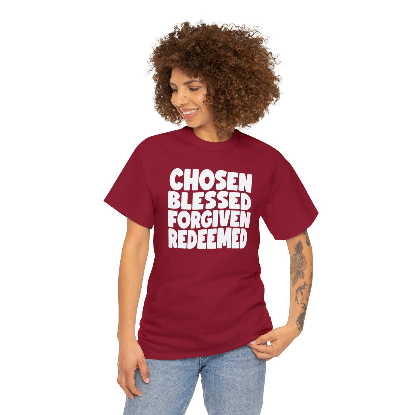 CHOSEN BLESSED FORGIVEN REDEEMED - DRK TEE