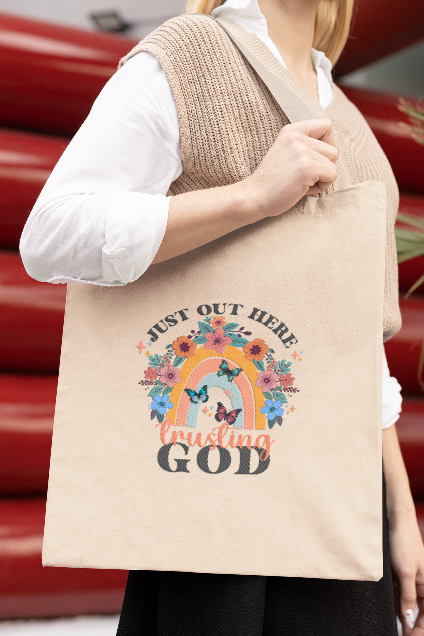 JUST OUT HERE TRUSTING GOD - PROMISEKEEPER TOTES