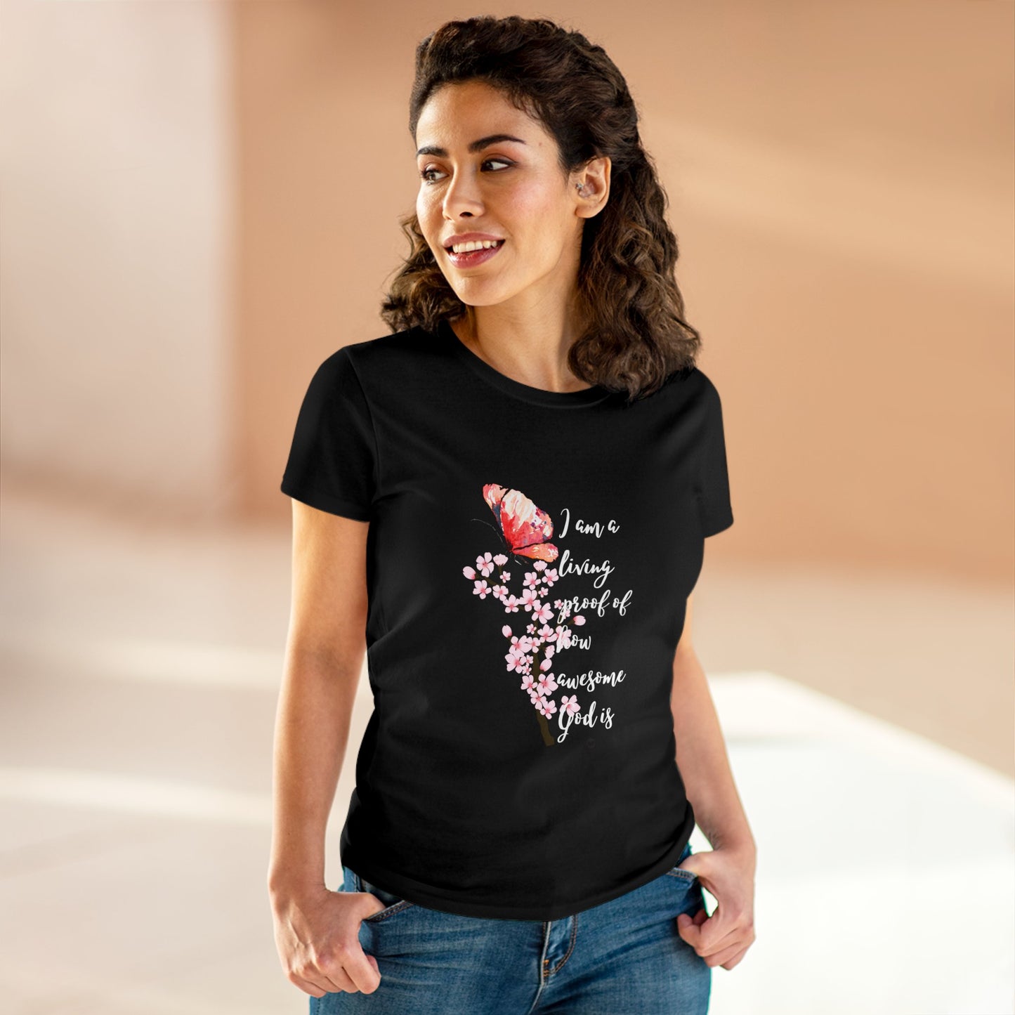 I AM A LIVING PROOF HOW AWESOME GOD IS - LADIES DRK TEE