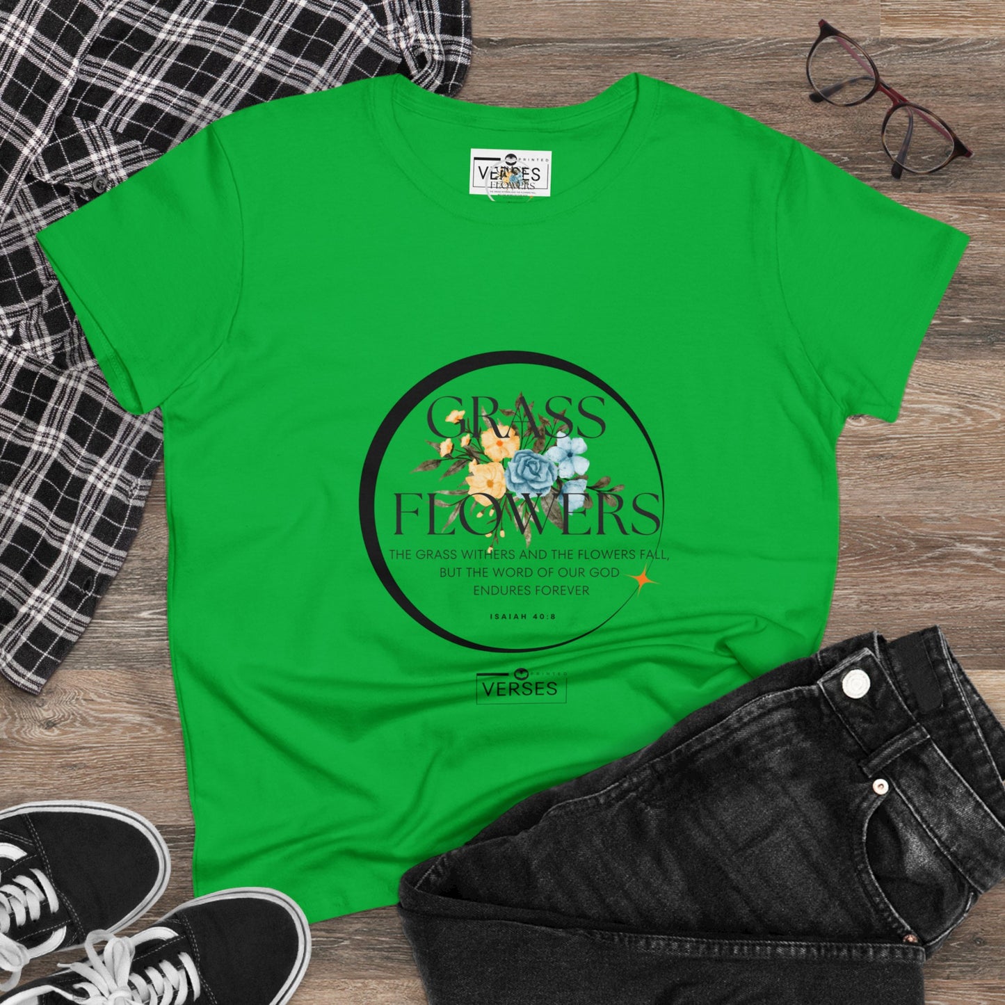 GRASS AND FLOWERS -  LADIES COTTON TEE